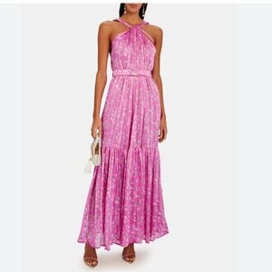 NWT INTERMIX Pink Florian Floral Halter Maxi Dress Size M